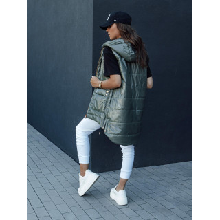 Női hosszú mellény zöld színben