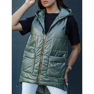 Női hosszú mellény zöld színben