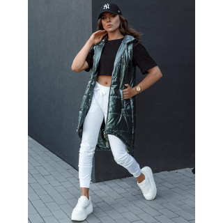 Aszimmetrikus sötétzöld női mellény