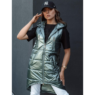 Aszimmetrikus sötétzöld női mellény