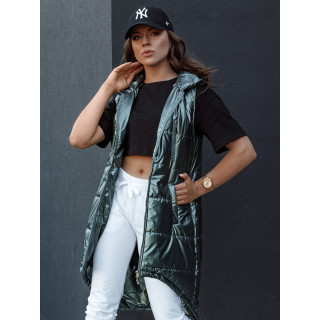 Aszimmetrikus sötétzöld női mellény