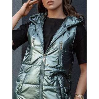 Aszimmetrikus sötétzöld női mellény