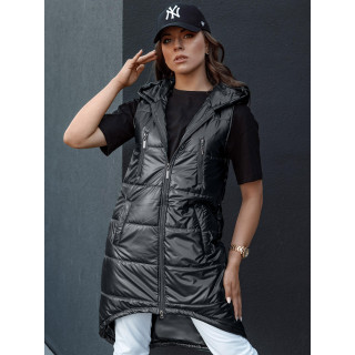 Aszimmetrikus női mellény fekete színben