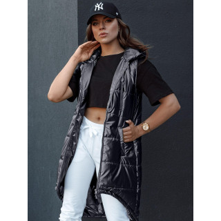 Aszimmetrikus női mellény fekete színben