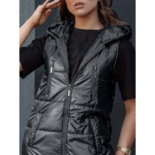 Aszimmetrikus női mellény fekete színben