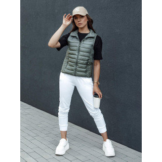 Rövid női mellény zöld színben