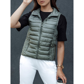 Rövid női mellény zöld színben