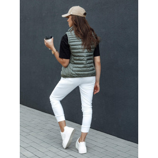 Rövid női mellény zöld színben