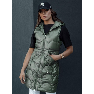 Hosszú női mellény zöld színben