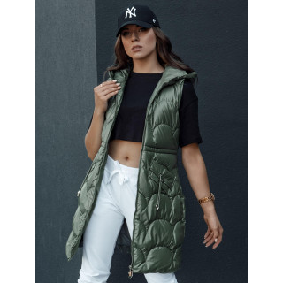 Hosszú női mellény zöld színben