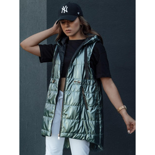 Női sötétzöld steppelt mellény