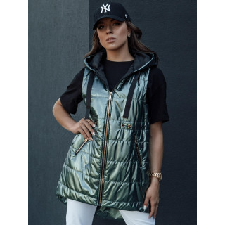 Női sötétzöld steppelt mellény