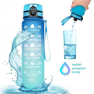 Kék ombre palack mérőpohárral - 1 l