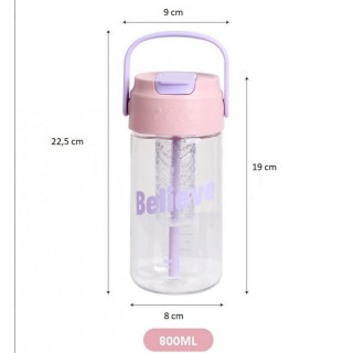 Vizes palack kosárral és szívószállal 800 ml