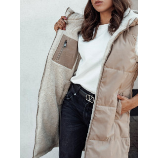 Hosszú női mellény bézs színben