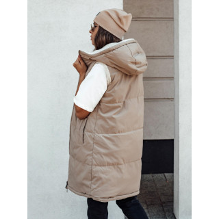 Hosszú női mellény bézs színben