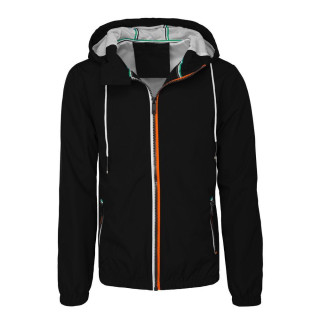 Férfi fekete átmeneti kabát kapucnival