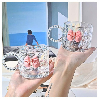 Üvegpohár fogantyúval és masnival - 260 ml