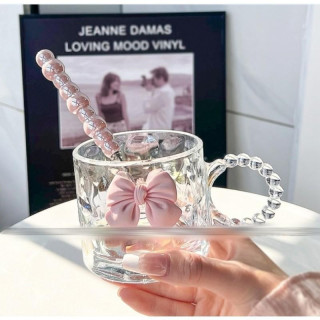 Üvegpohár fogantyúval és masnival - 260 ml