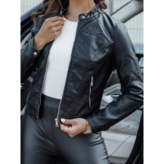 Fekete szabott női bőrkabát