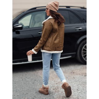 Női bőrkabát barna szőrmével