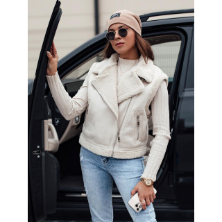 Női fehér velúr mellény bundával