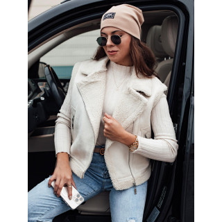 Női fehér velúr mellény bundával