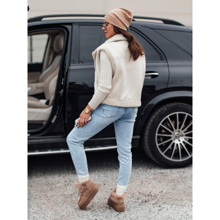 Női fehér velúr mellény bundával