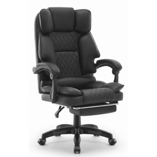 Fekete bőr irodai szék HELLS Chair HC-1031
