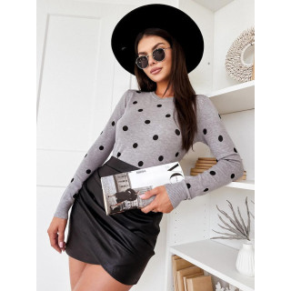 Női szürke pulóver gyöngyökkel MY2051