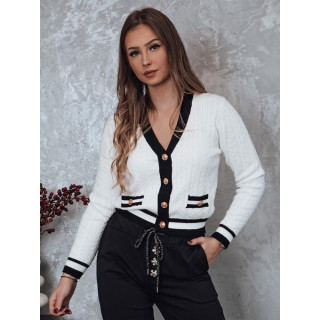 Fehér gombos pulóver kontrasztos díszítéssel MY2365