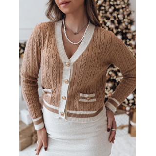 Barna gombos pulóver kontrasztos díszítéssel MY2369