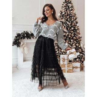 Női szürke pulóver masnikkal MY2361