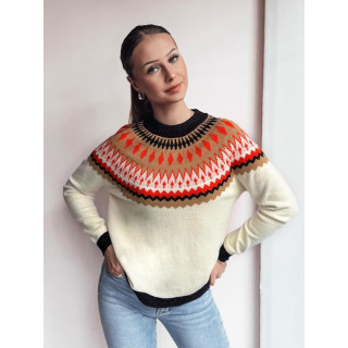 Bézs színű női pulóver MY2378 mintával