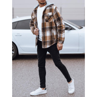 Bézs színű férfi kockás kabát TX4960