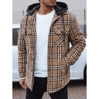 Férfi kockás bézs kabát TX4955