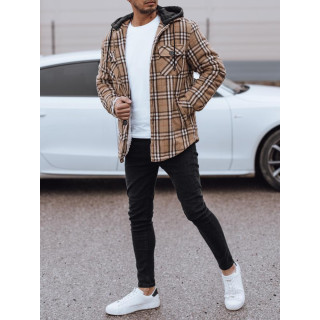 Férfi kockás bézs kabát TX4955