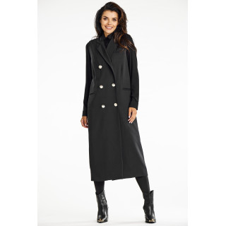 Hosszú, elegáns női mellény fekete színben