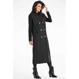 Hosszú, elegáns női mellény fekete színben