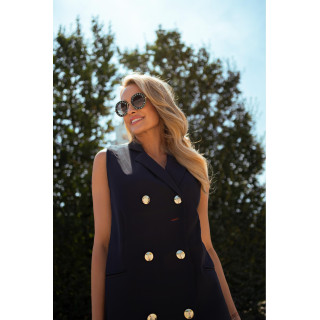 Hosszú, elegáns női mellény fekete színben