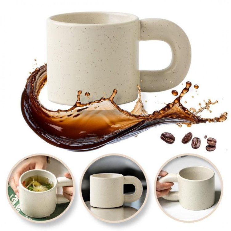 Pöttyös kerámia bögre fogantyúval - 300 ml