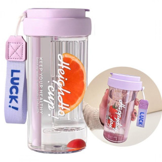 Lila vizes palack kosárral és szívószállal - 600 ml