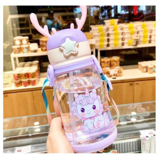 Lila gyerek kulacs szívószállal - 600 ml