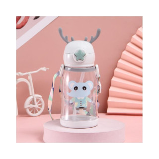 Gyermek fehér vizes palack szívószállal - 600 ml