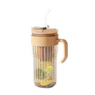 Barna üvegpohár szűrővel és szívószállal - 550 ml