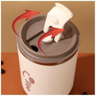 Termosz bögre szívószállal - 500 ml krémszínű