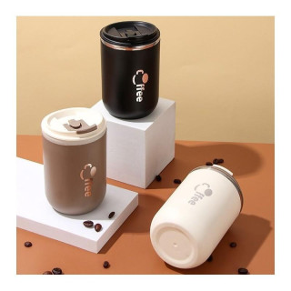 Termosz bögre szívószállal - 500 ml krémszínű