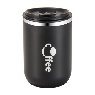 Termosz bögre szívószállal - 500 ml fekete színben