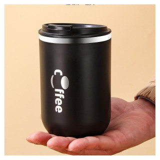 Termosz bögre szívószállal - 500 ml fekete színben