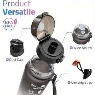 Szürke-fekete ombre palack motivációs skálával